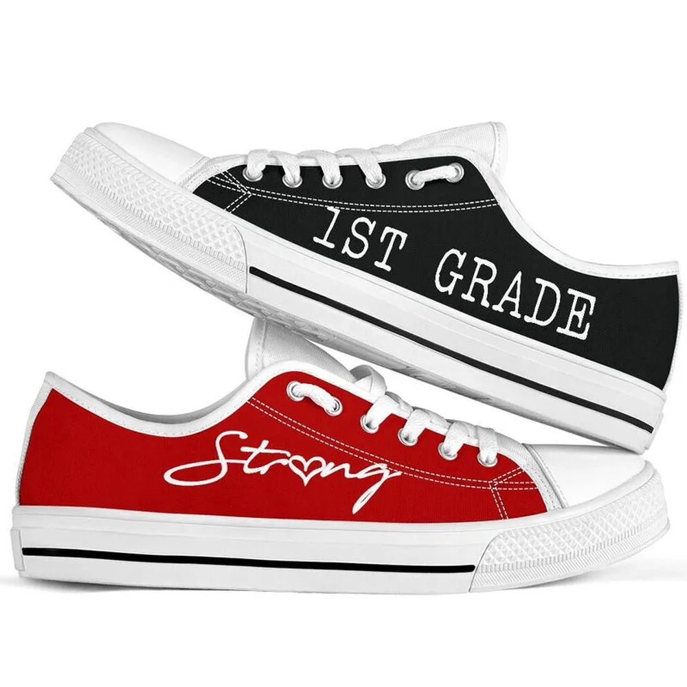 1St Grade Strong Red Black Shoes, Teacher Shoes, Low Top Sneakers