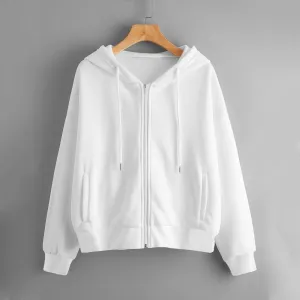 2024 Women Sweatshirt Hoodies Spring New Fashion Casual White Gray Black Zipper Hooded Sweatshirt Long Sleeve Coat Pullovers