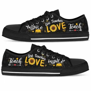 Art Teacher Sunflower Teach Love Inspire Low Top Shoes, Teacher Shoes, Low Top Sneakers