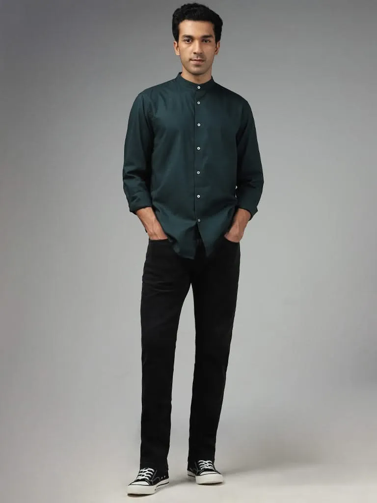 Ascot Solid Emerald Green Relaxed-Fit Linen Shirt