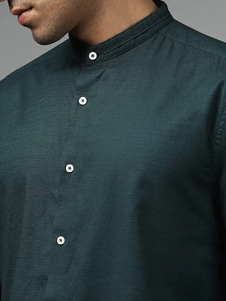 Ascot Solid Emerald Green Relaxed-Fit Linen Shirt