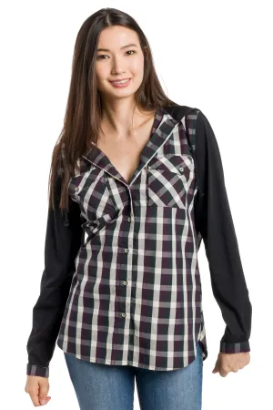 Avonlea | Women's Long Sleeve Button Up With Jersey Sleeves