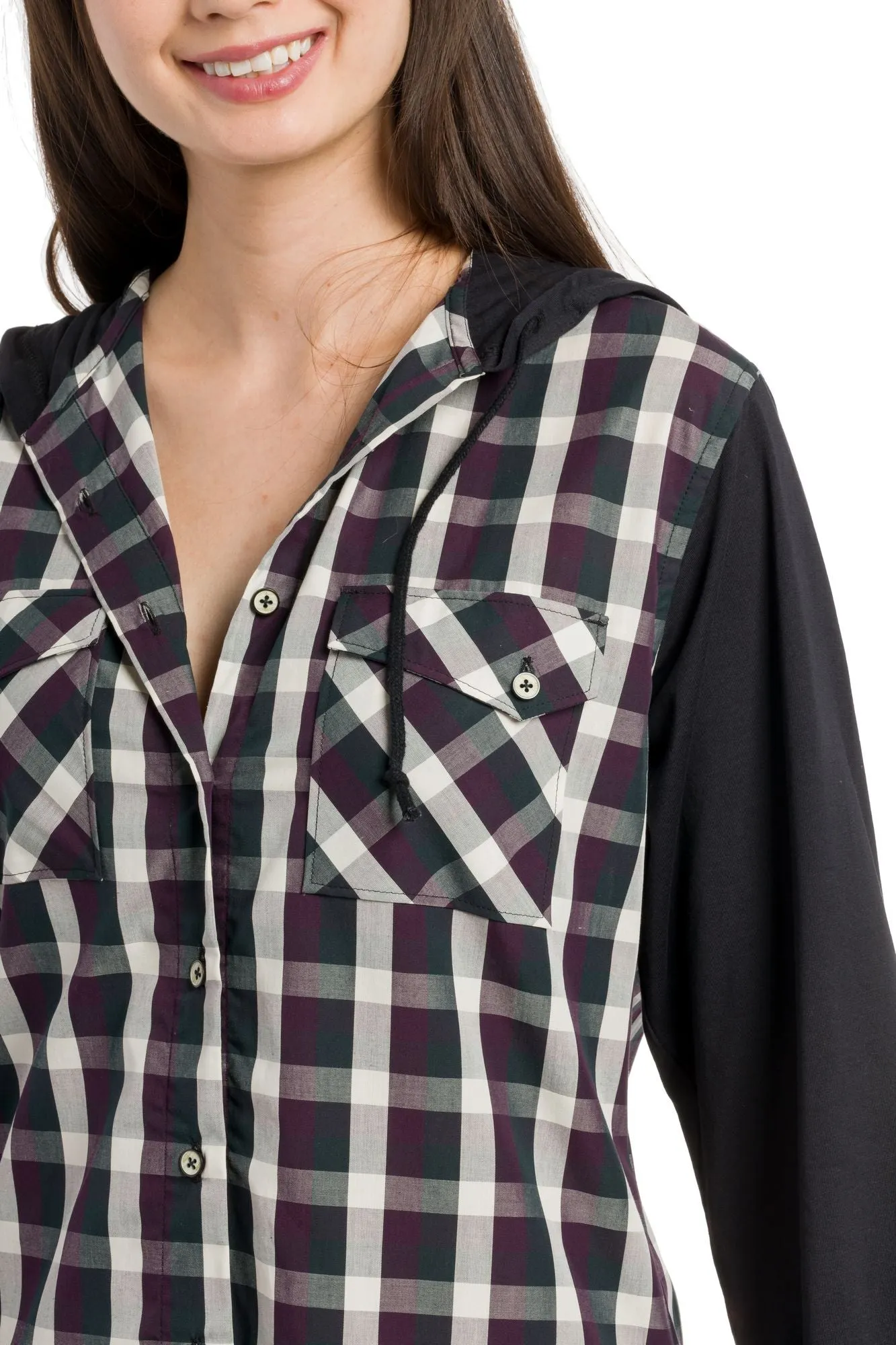 Avonlea | Women's Long Sleeve Button Up With Jersey Sleeves