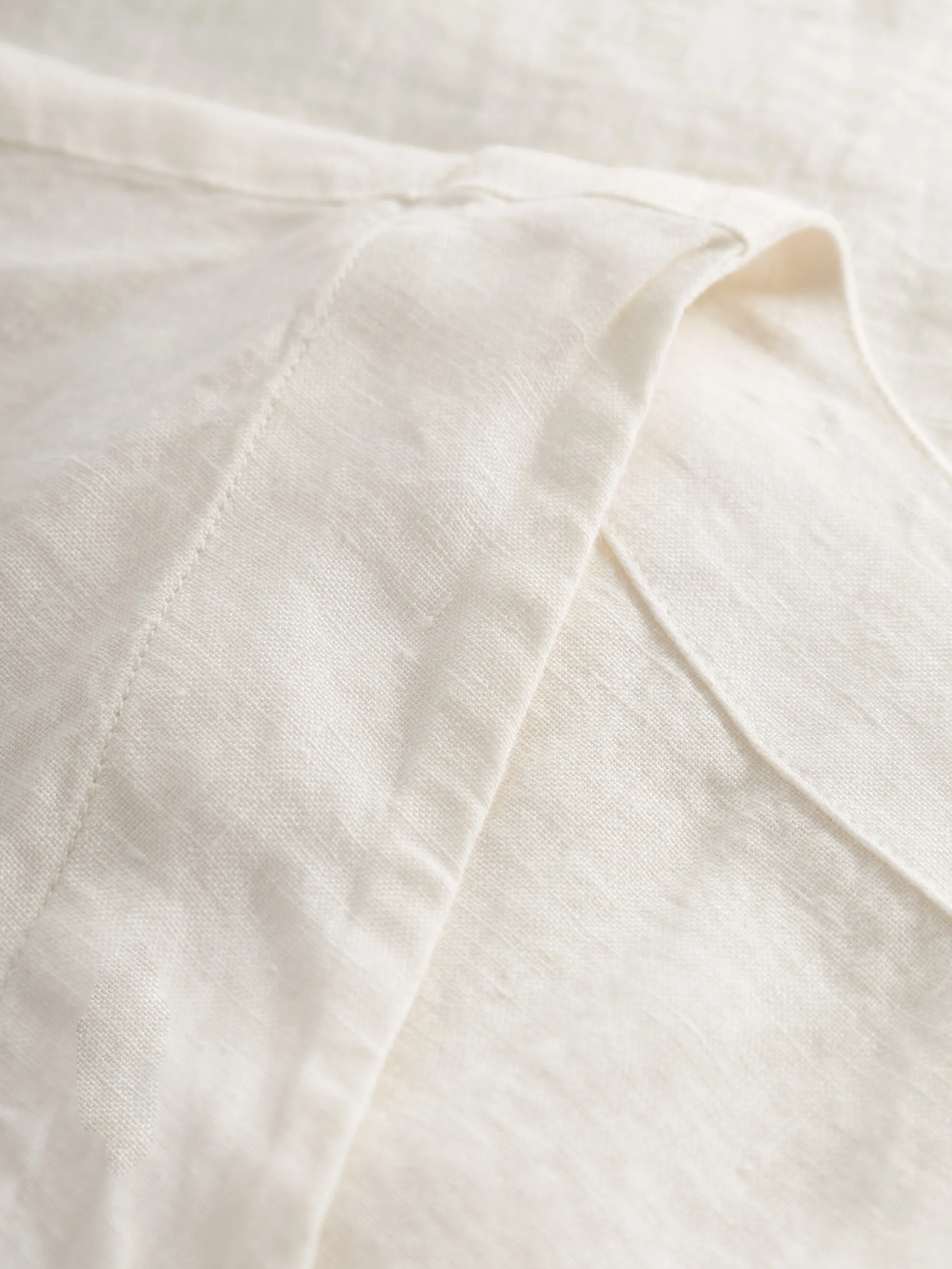 Baseball linen short sleeved shirt - Egret