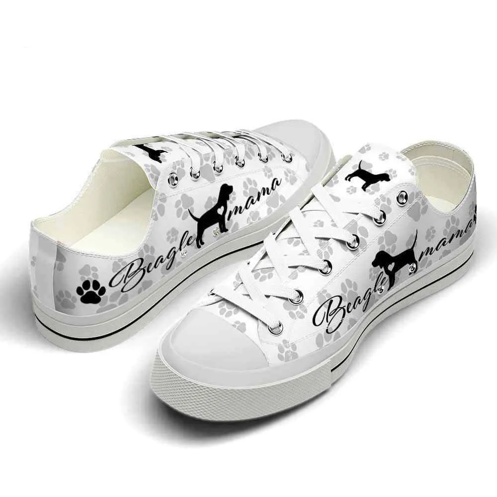 Beagle Paws Pattern Low Top Shoes - Happy International Dog Day Canvas Sneaker, Dog Printed Shoes, Canvas Shoes For Men, Women