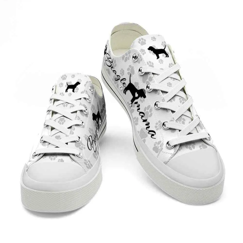 Beagle Paws Pattern Low Top Shoes - Happy International Dog Day Canvas Sneaker, Dog Printed Shoes, Canvas Shoes For Men, Women