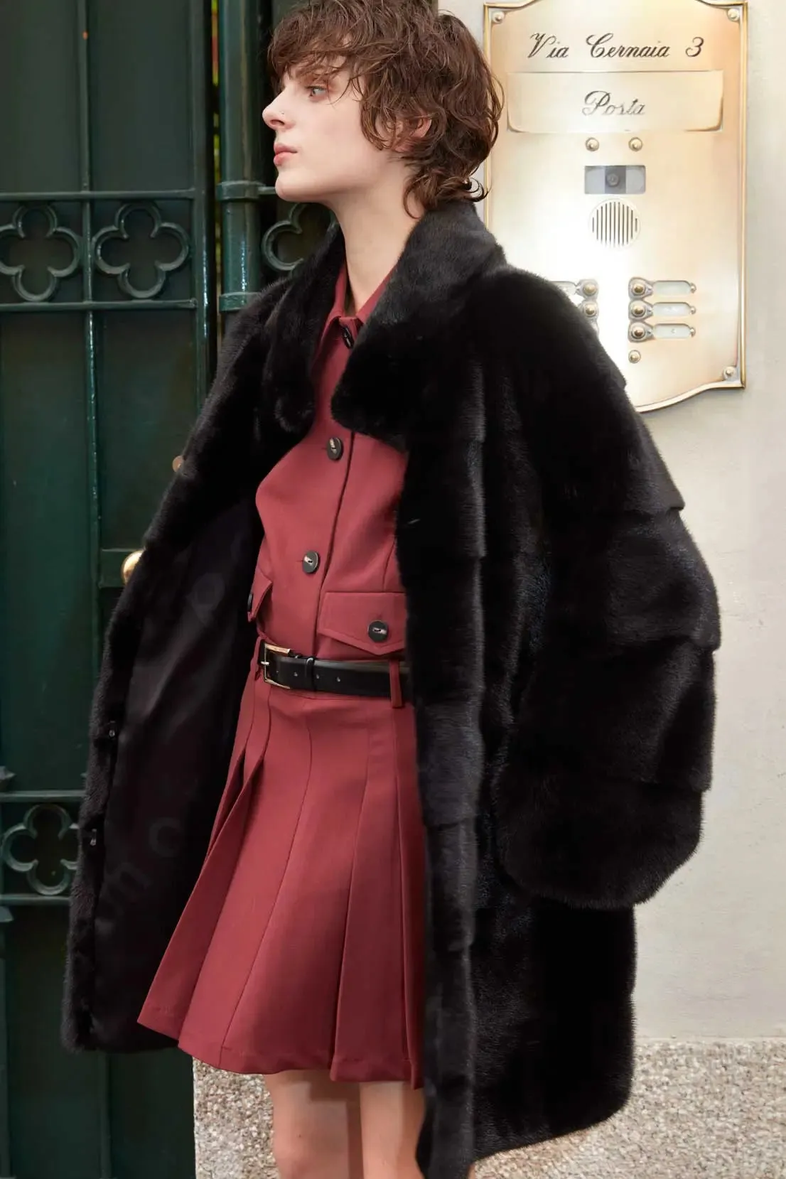 Black short mink coat