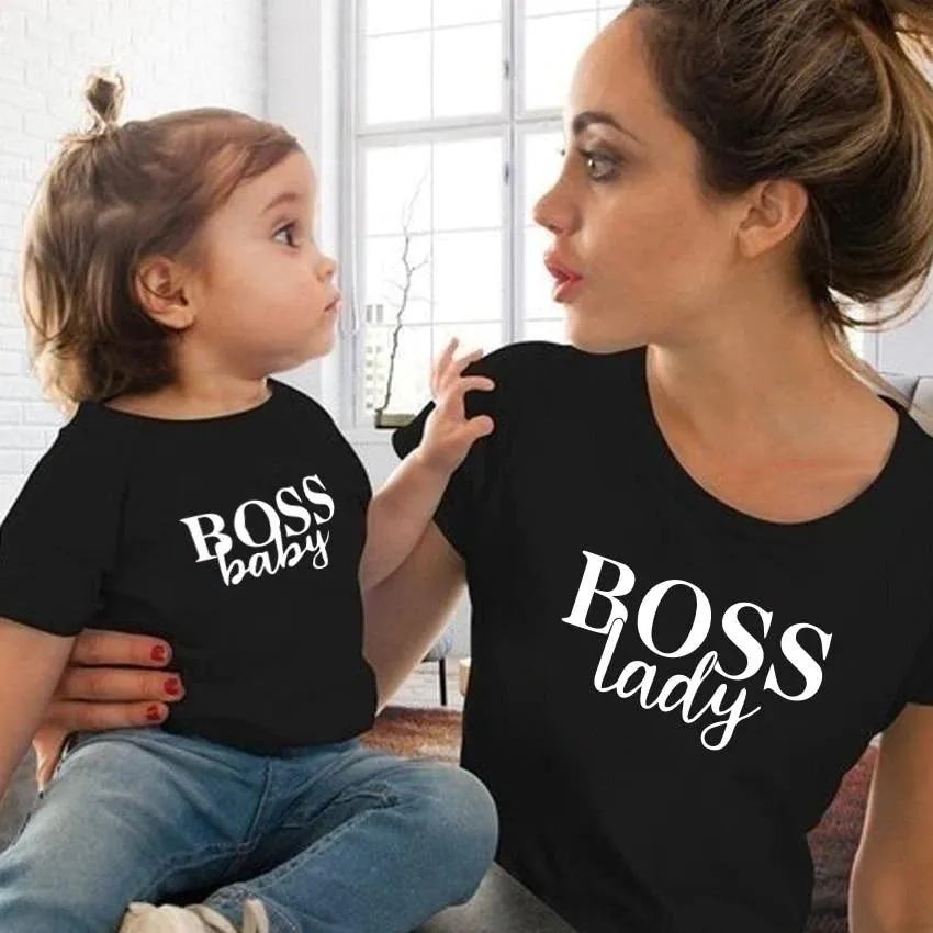 Boss Lady & Boss Baby Matching Family Outfits - Mother Daughter Cotton Shirts