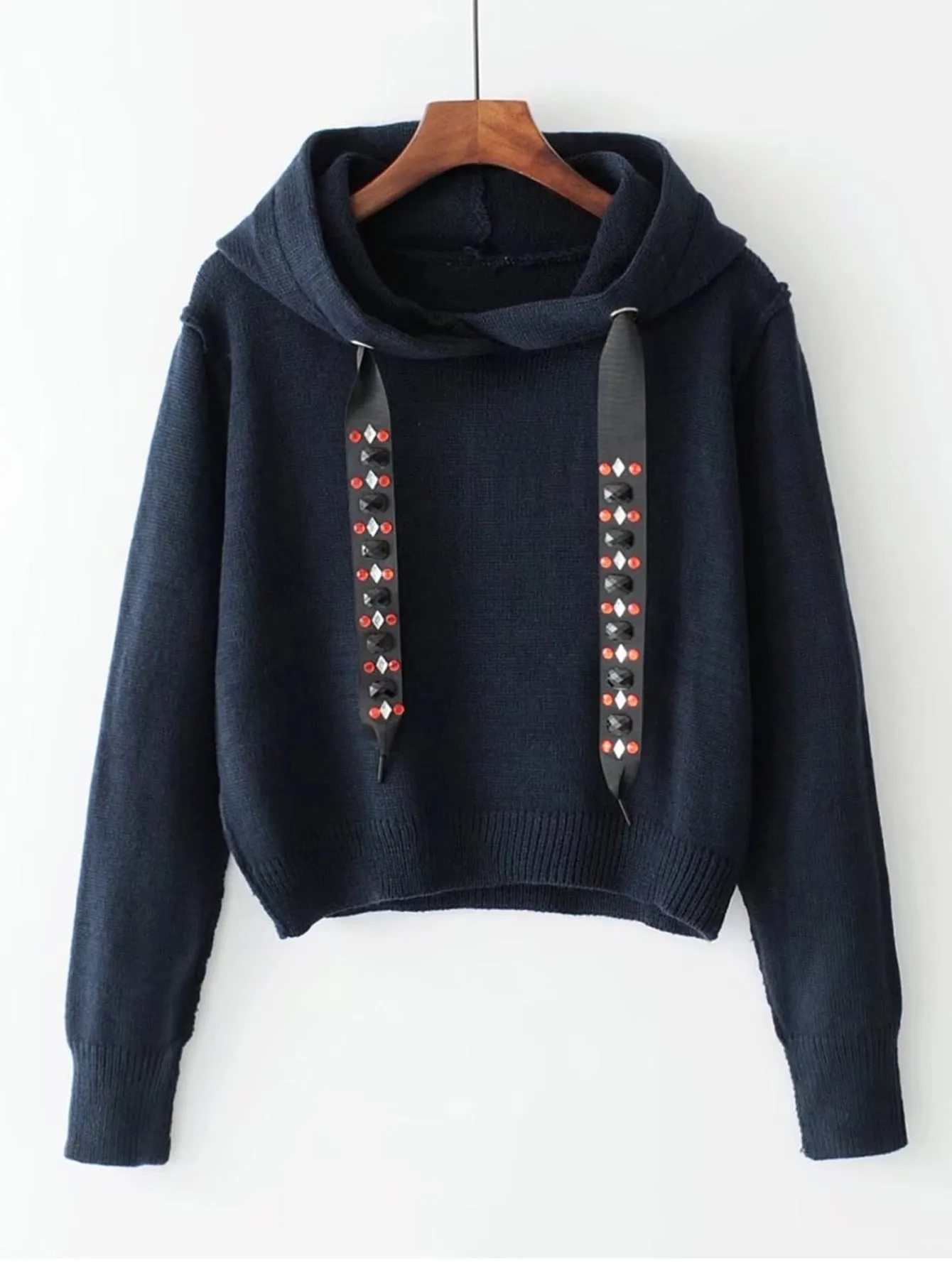 Casual hooded short Crystal sweatshirt