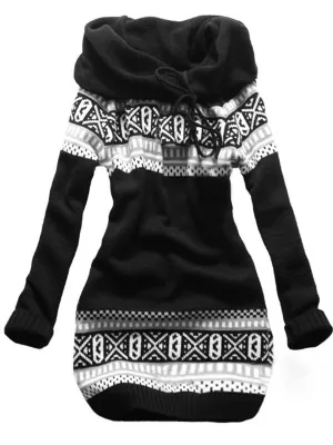 Casual Women'S Printed Hooded Sweater Coat