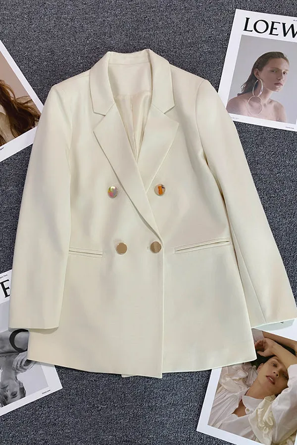 Classic Lapel Collar Double Breasted Blazer