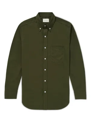 Cotton Button Down Shirt - Olive Green