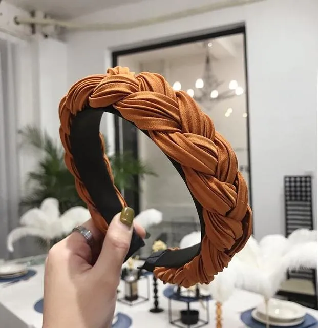 Cross Knot Braid Headband Headwear Wide Side Hair Accessories