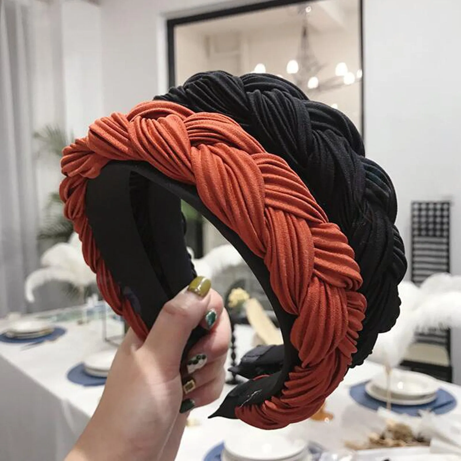 Cross Knot Braid Headband Headwear Wide Side Hair Accessories