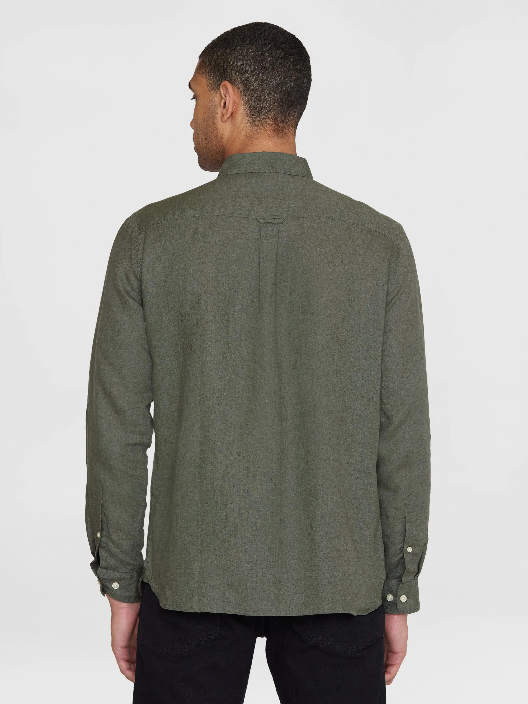 Custom fit linen shirt - Burned Olive