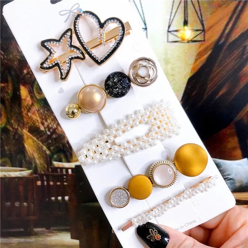 deanwangkt New  Hair Accessories Set For Women Fashion Crystal Simulation Pearl Hair Clips Headwear Jewelry 5PCS Hairpins Ornaments