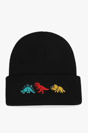 Dinosaur Embroidered Black Beanie - W22 - UBH0020