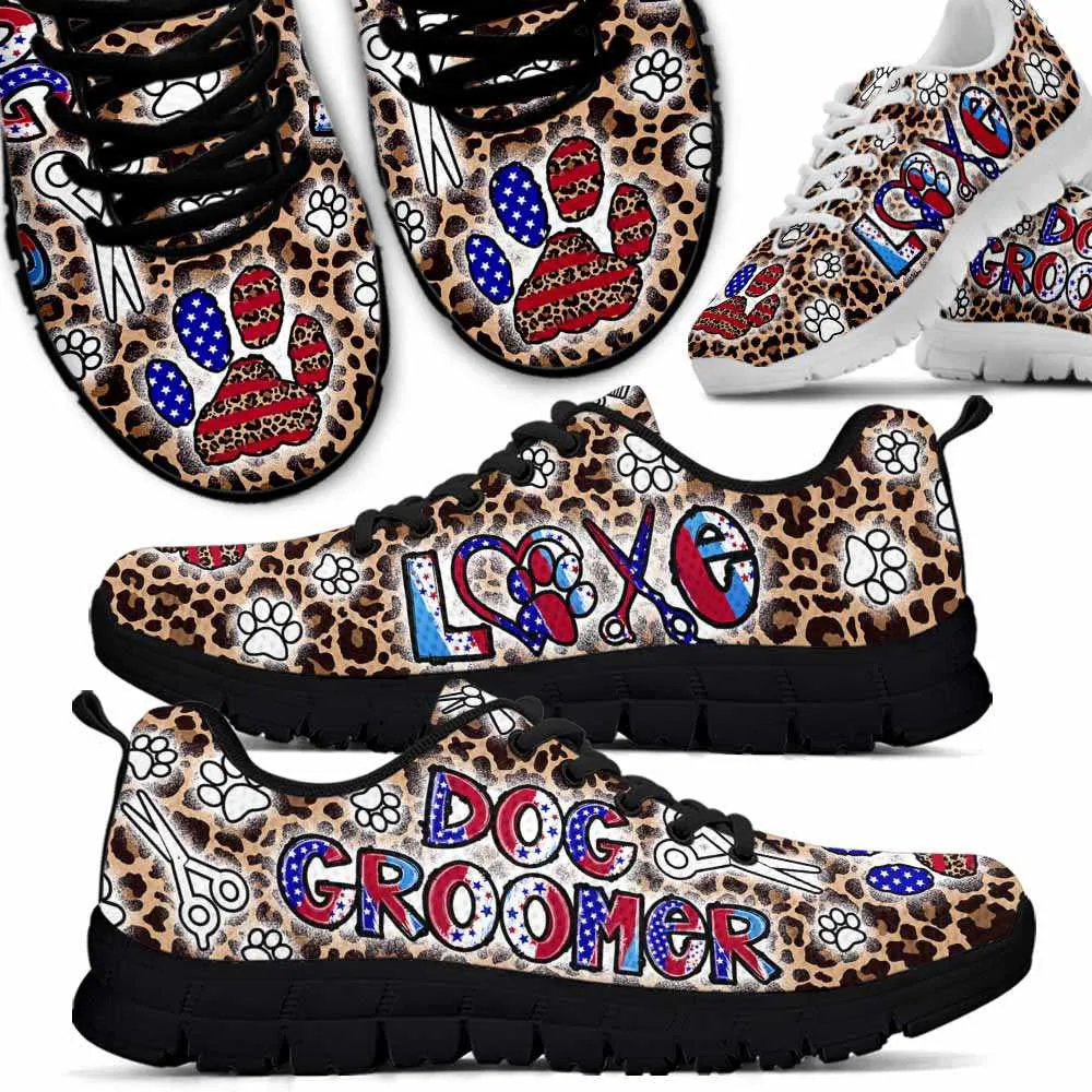 Dog Groomer Sneaker, Dog Groomer Leopard Usa Sneakers Shoes, Best Running Shoes, Unique Gifts For Dog Lovers