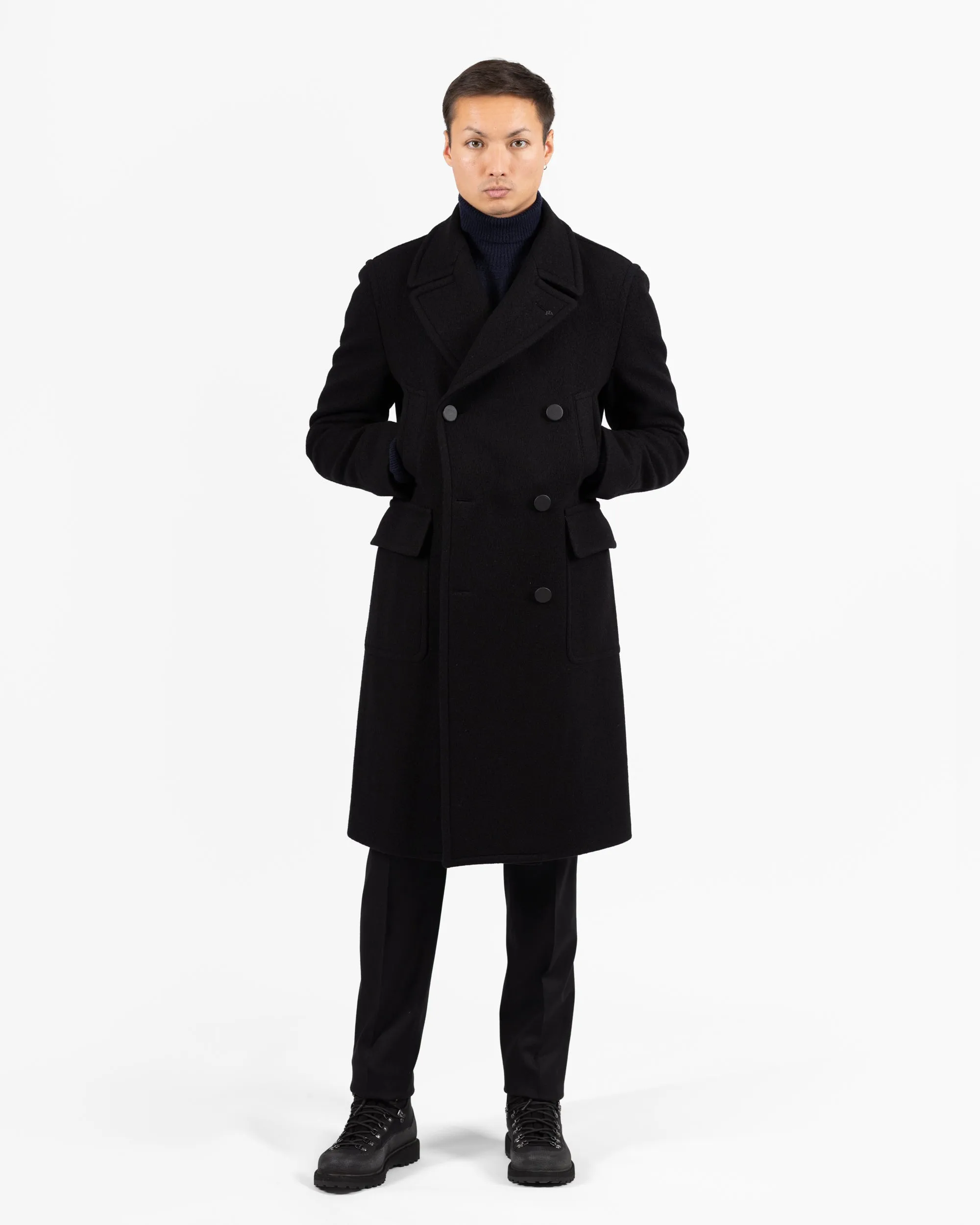 Double-breasted coat Pino Lerario Collection - Black