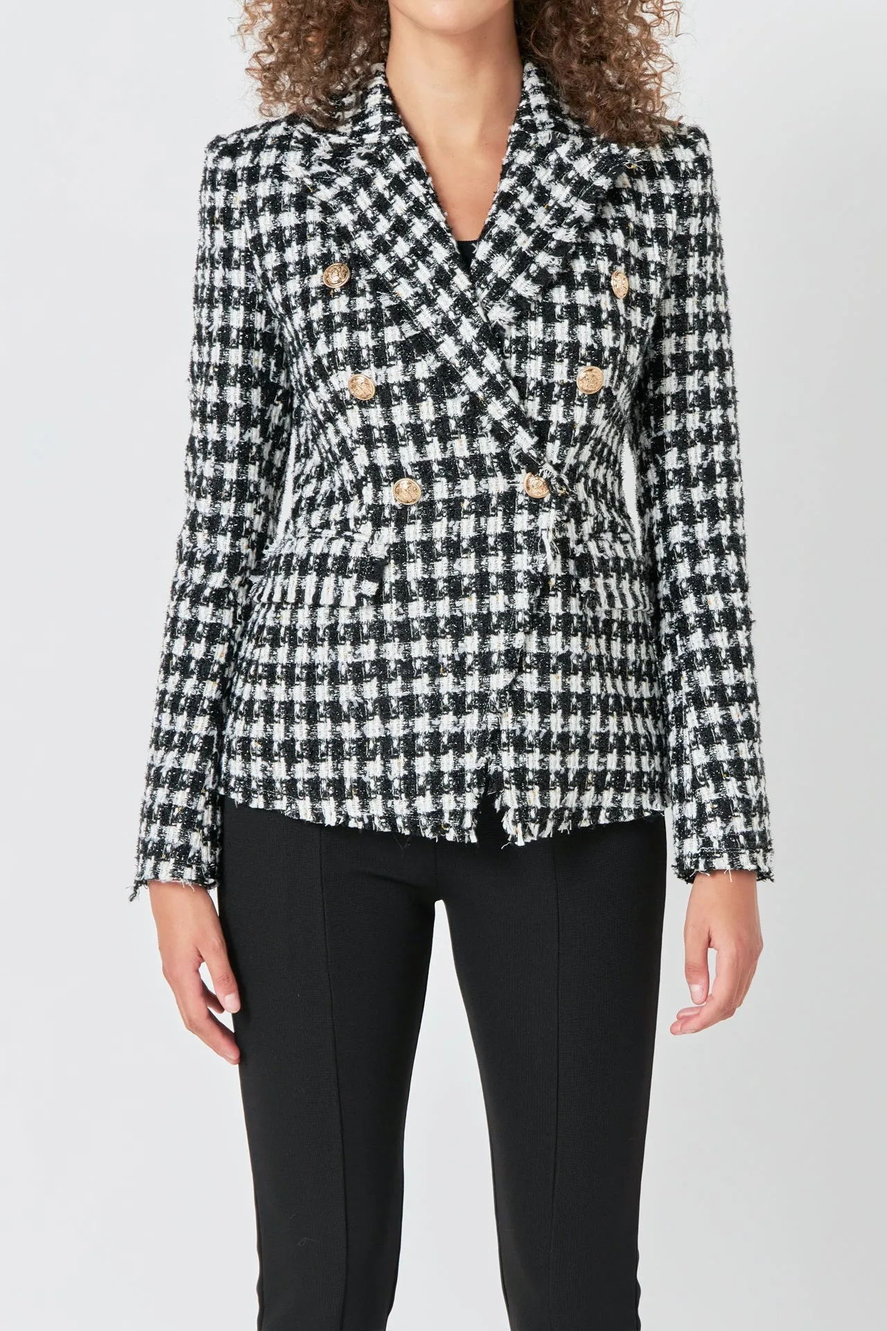 Endless Rose - Premium Checked Tweed Blazer