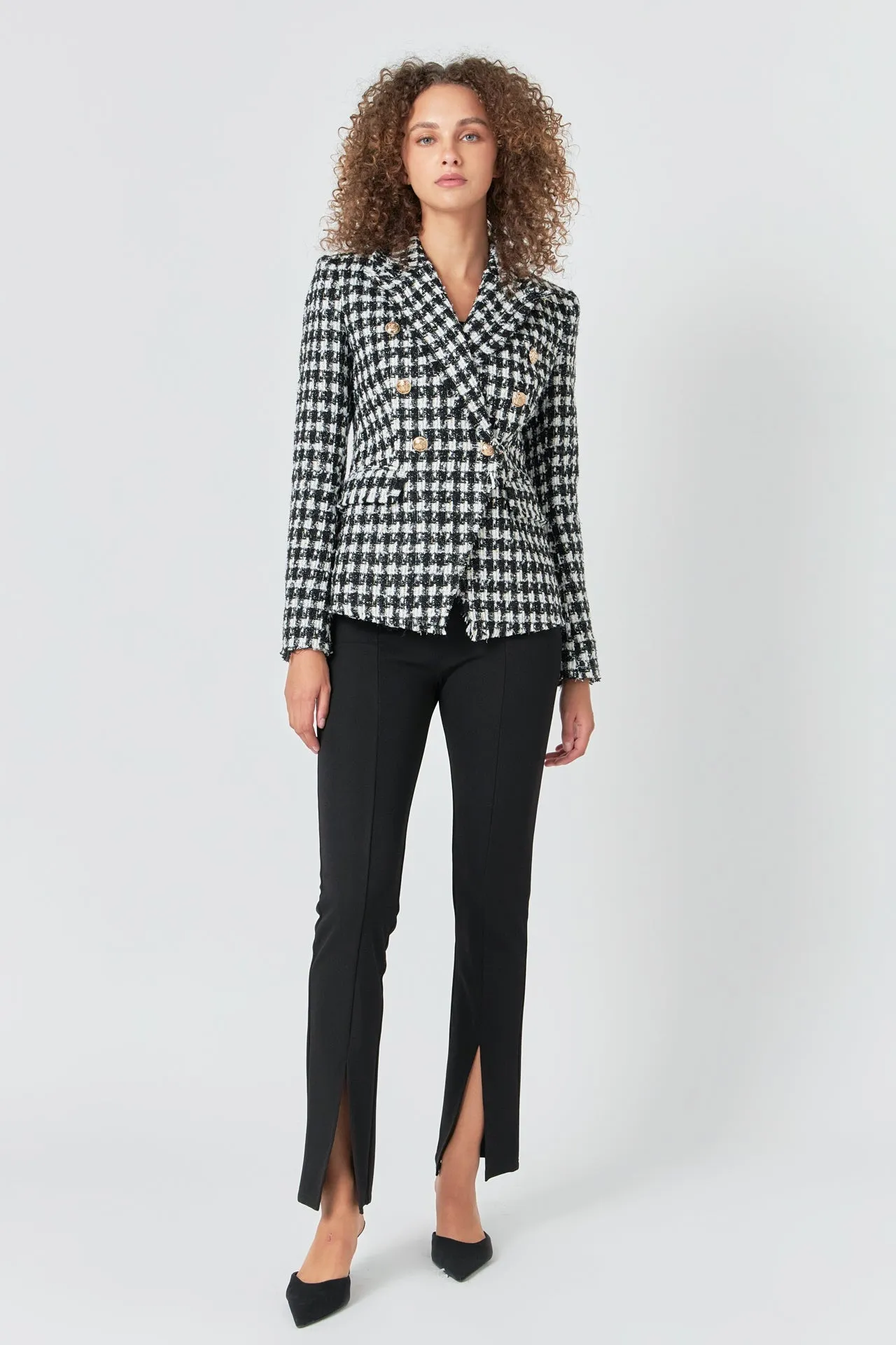 Endless Rose - Premium Checked Tweed Blazer