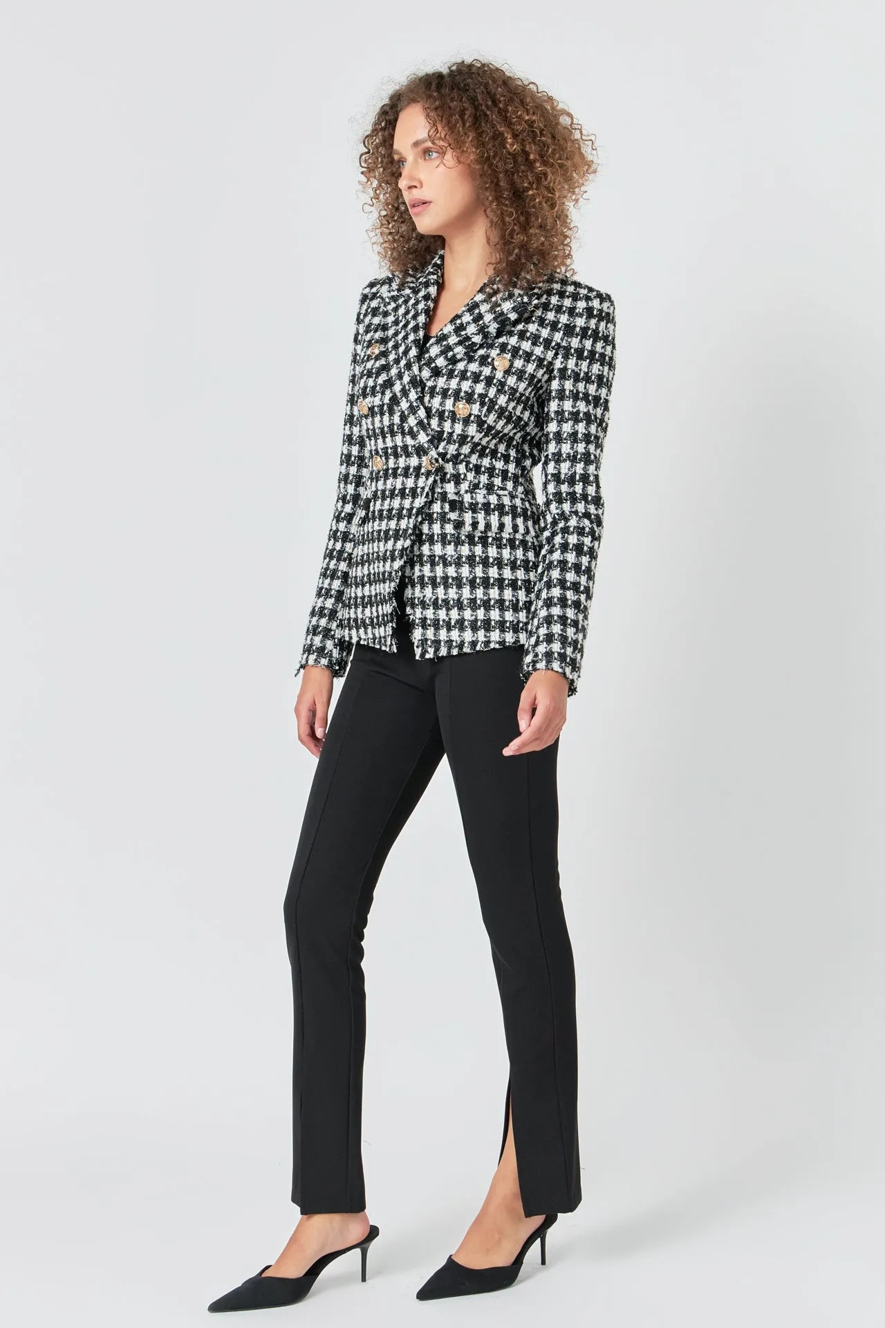 Endless Rose - Premium Checked Tweed Blazer