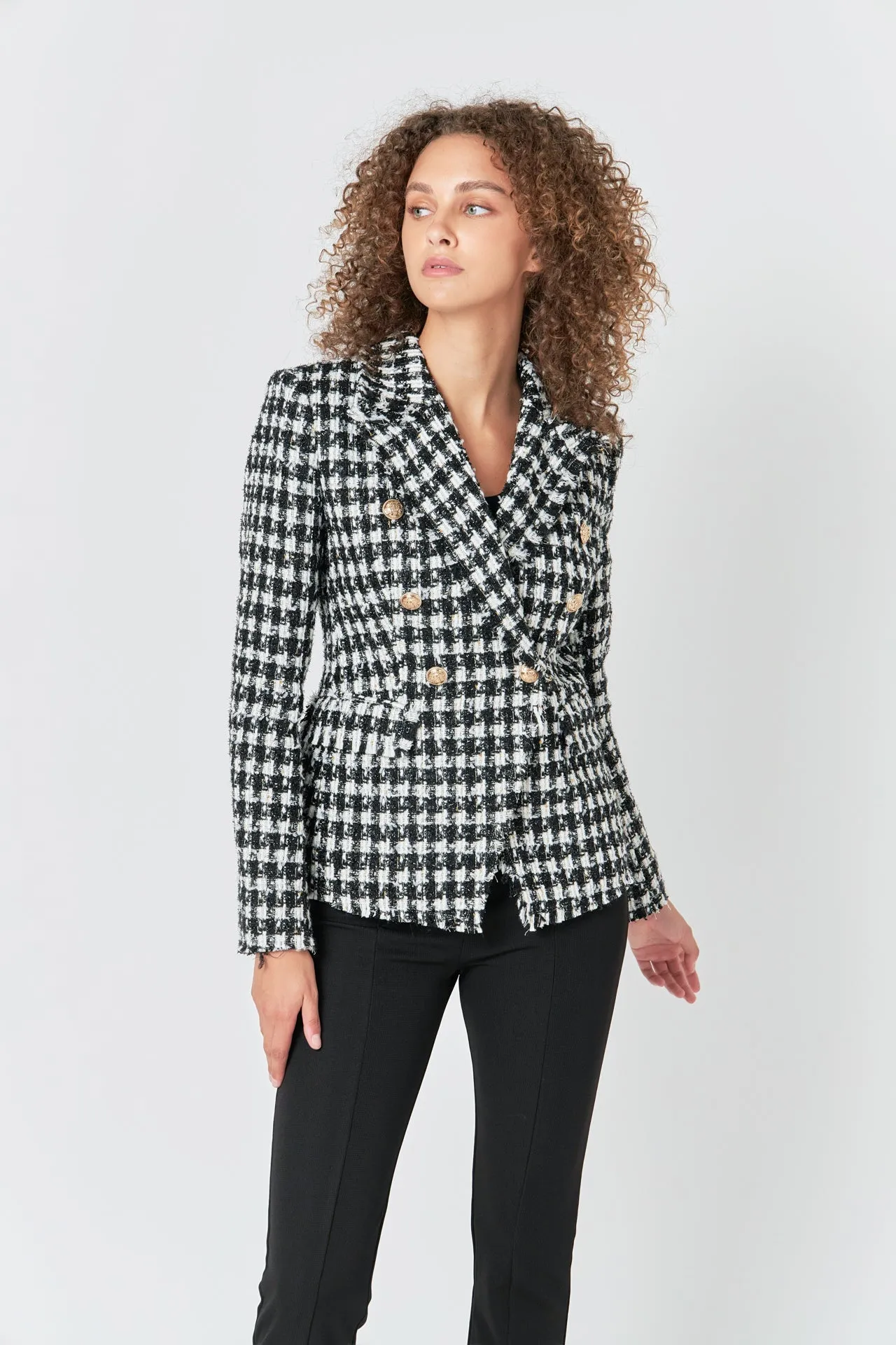 Endless Rose - Premium Checked Tweed Blazer