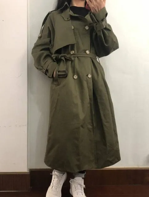 Fashion Fall Winter 2020 casual cotton trench coat with sashes oversize vintage long coats overcoats