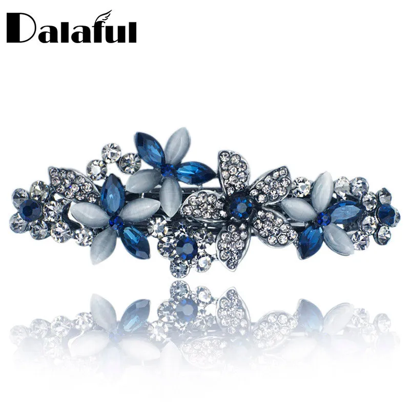 Flossy Opals Crystal Flower Rhinestone Hair Clip Barrette Hairpin Headwear Accessories Jewelry For Woman Girls Wedding F132