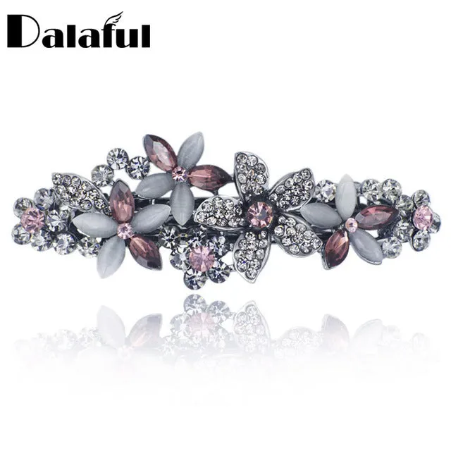 Flossy Opals Crystal Flower Rhinestone Hair Clip Barrette Hairpin Headwear Accessories Jewelry For Woman Girls Wedding F132