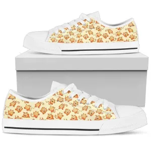 Fox Women's Low Top Shoes, Animal Print Canvas Shoes, Print On Canvas Shoes