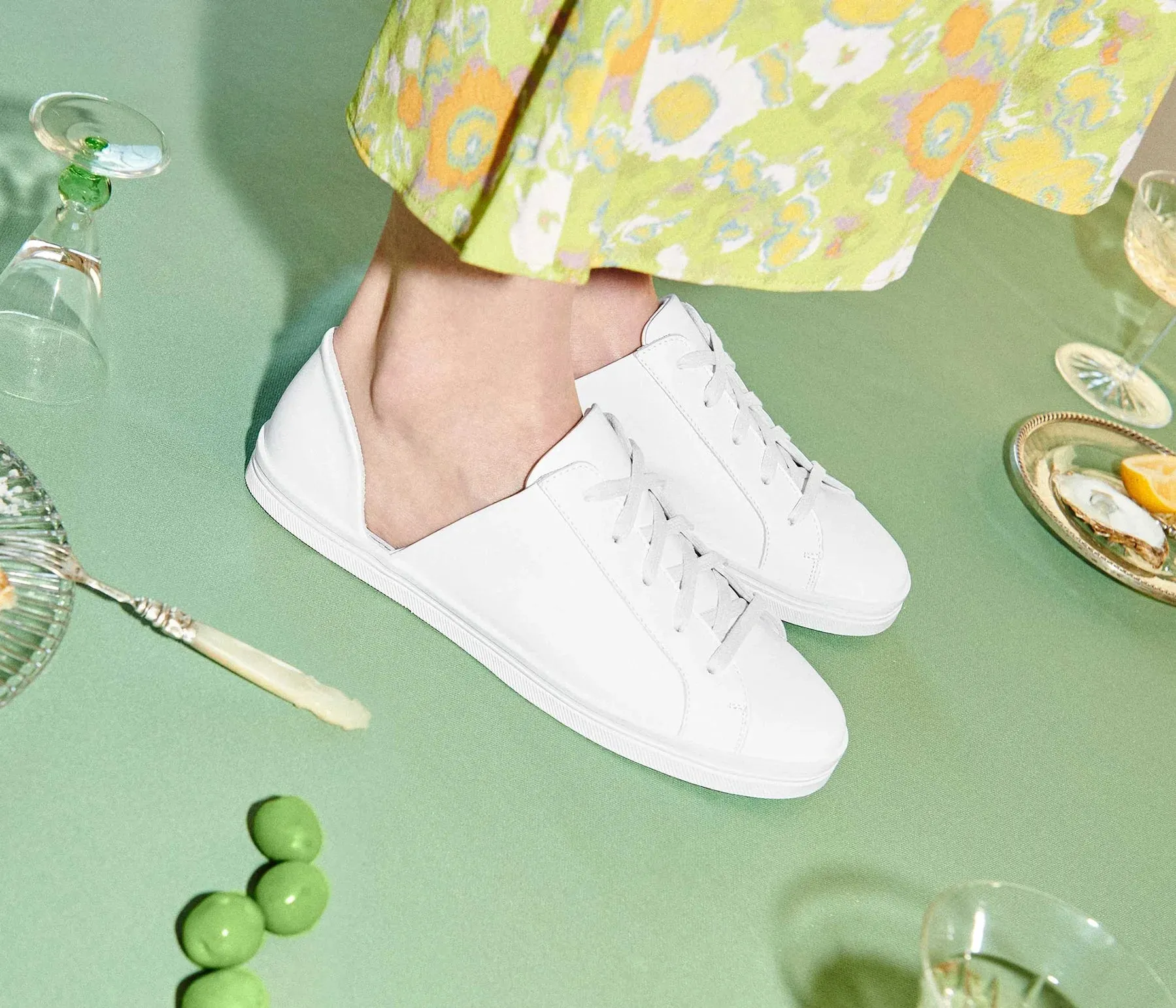 Freda Salvador Eda D'orsay Low-Top Sneaker in White Calf