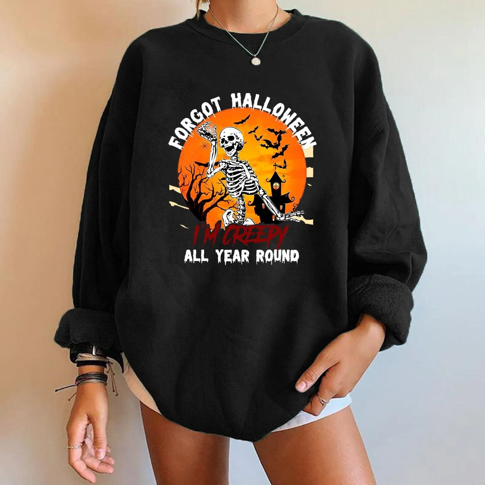 Halloween plus velvet sweatshirt print long sleeves