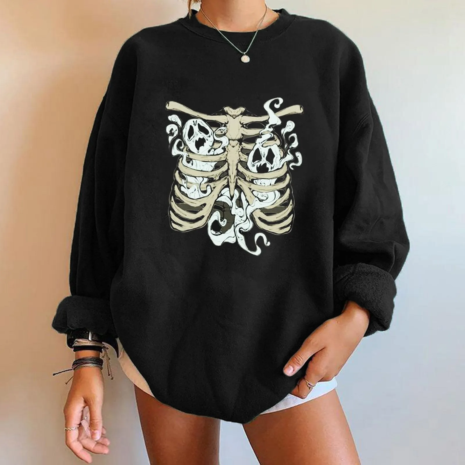 Halloween plus velvet sweatshirt print long sleeves