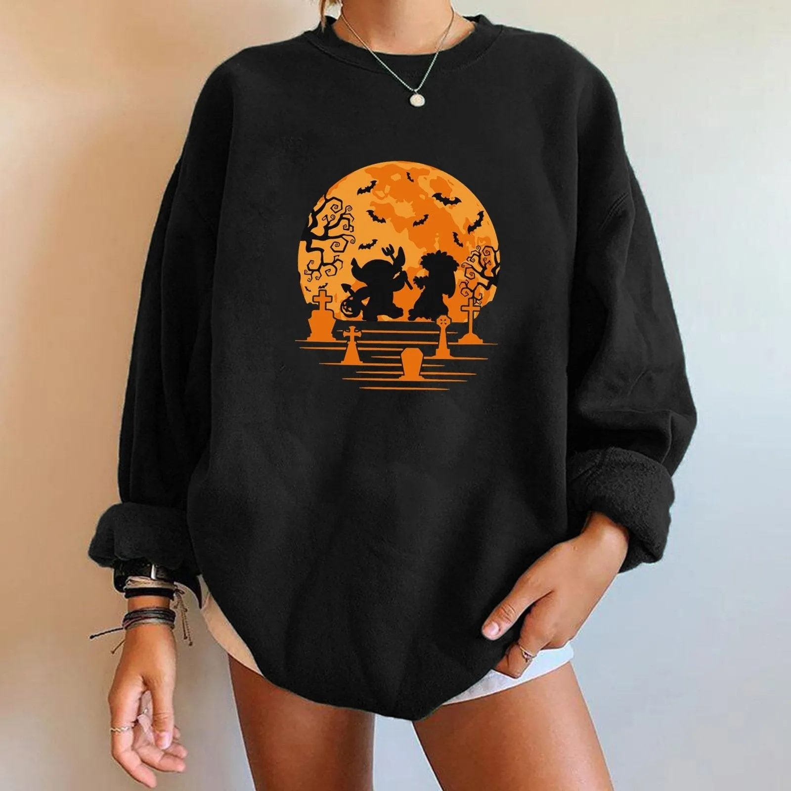 Halloween plus velvet sweatshirt print long sleeves