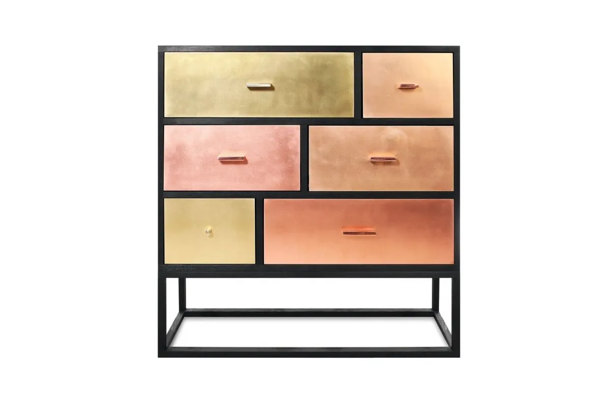 Handmade Metal Black Copper Dresser | Copper Look chest of drawers