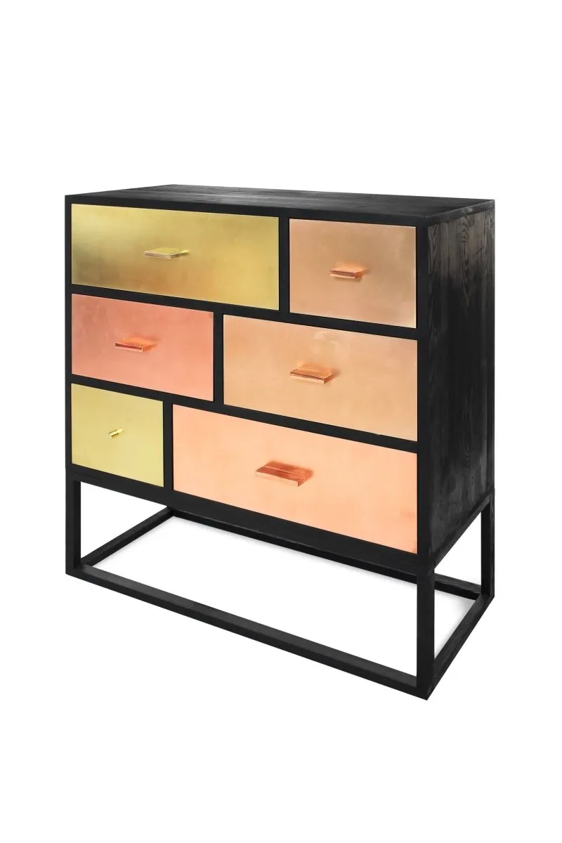 Handmade Metal Black Copper Dresser | Copper Look chest of drawers