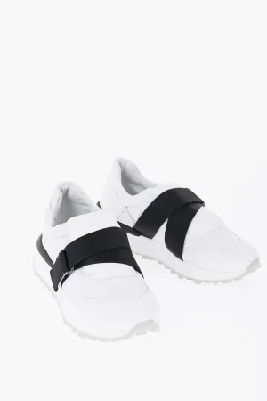 Ixos Leather and Fabric Low Top Sneakers with Touch Strap Closure