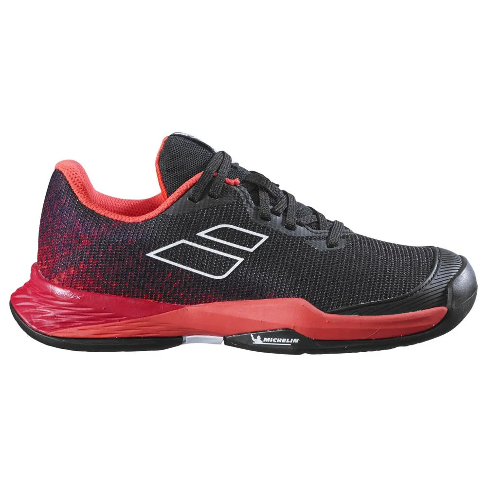 Junior`s Jet Mach 3 All Court Tennis Shoes Black and Poppy Red