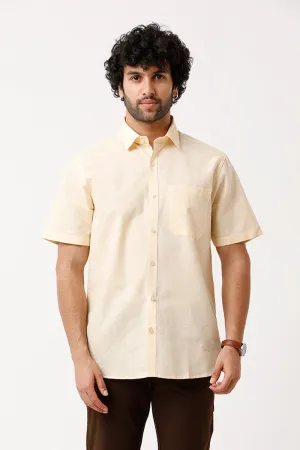 Jute Classic - Cream Yellow Formal Shirt For Men | Ariser