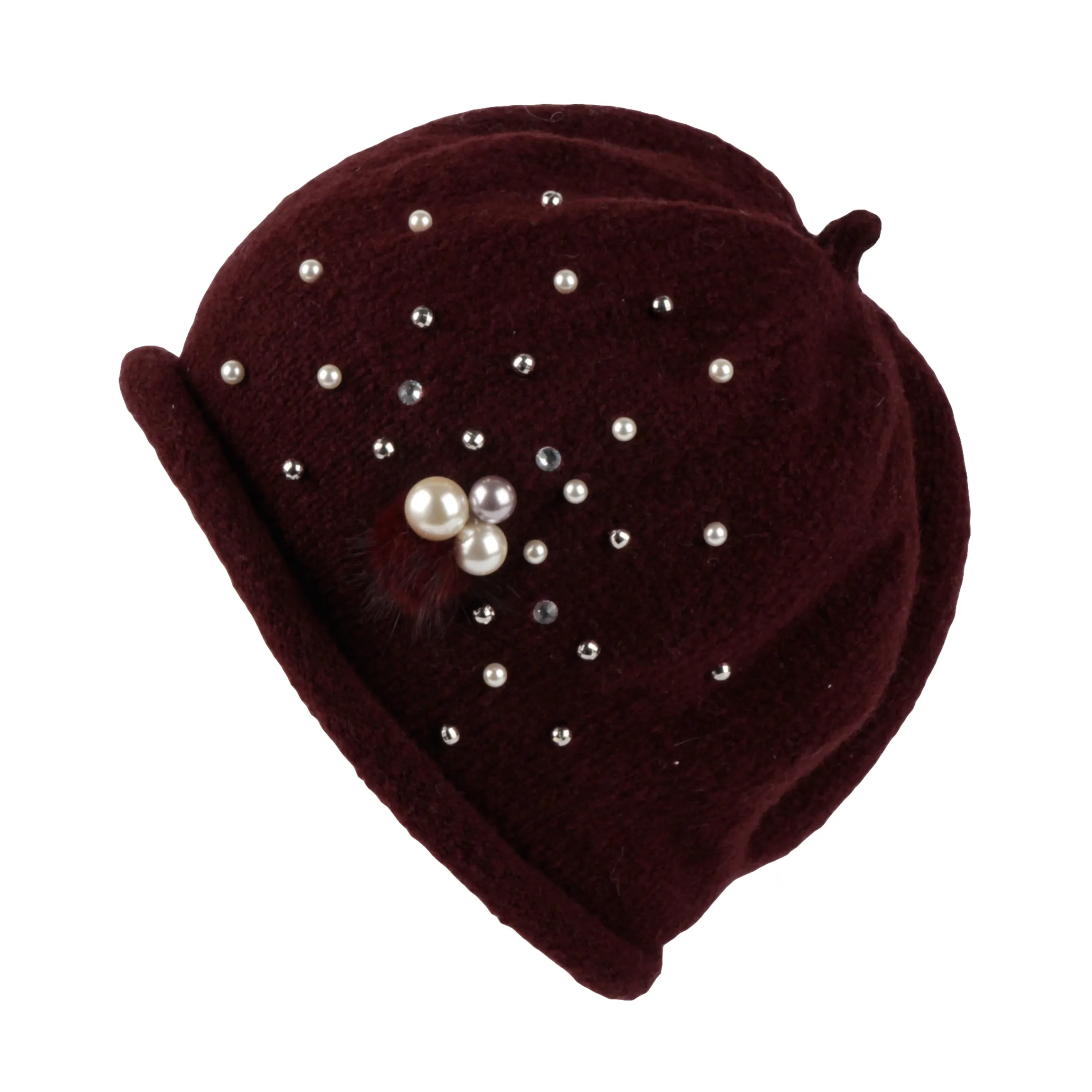 Knit Beanie Slouchy Winter Women Pearl Earflap Hat SL51237