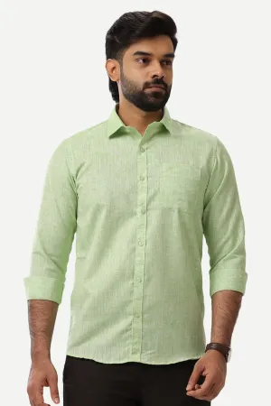 Linen Feel - Light Green Formal Shirts For Men | Ariser