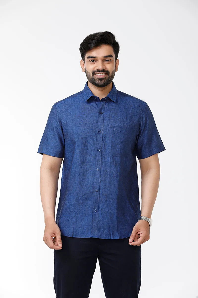 Linen Rise- Berry Blue Formal Shirts for Mens | Uathayam