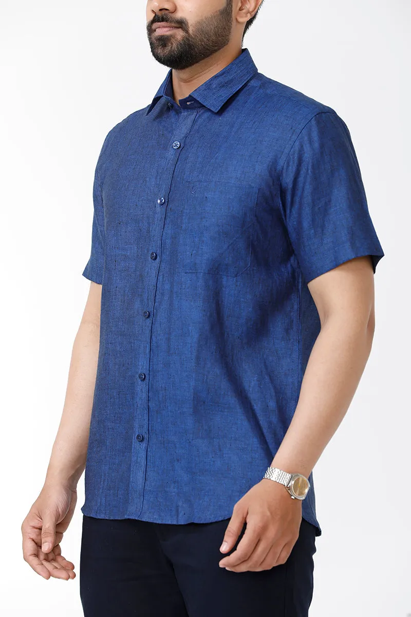 Linen Rise- Berry Blue Formal Shirts for Mens | Uathayam