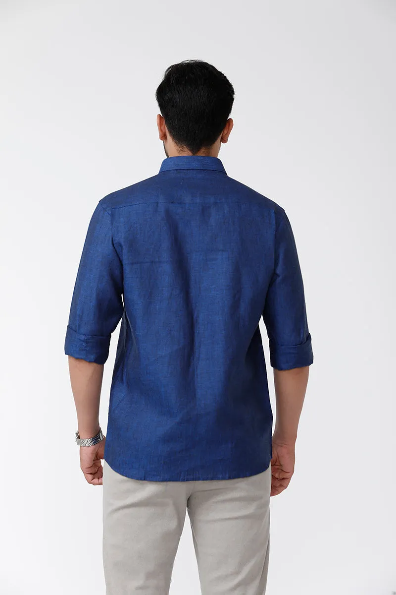 Linen Rise- Berry Blue Formal Shirts for Mens | Uathayam