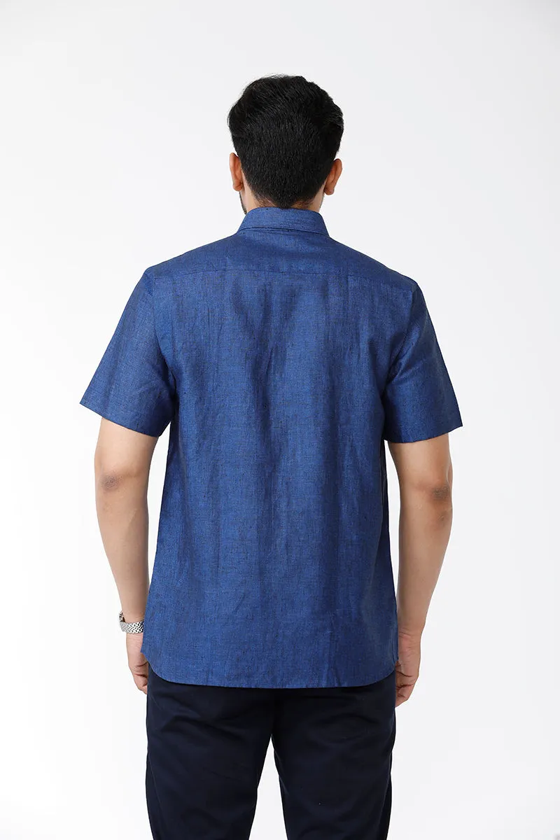 Linen Rise- Berry Blue Formal Shirts for Mens | Uathayam