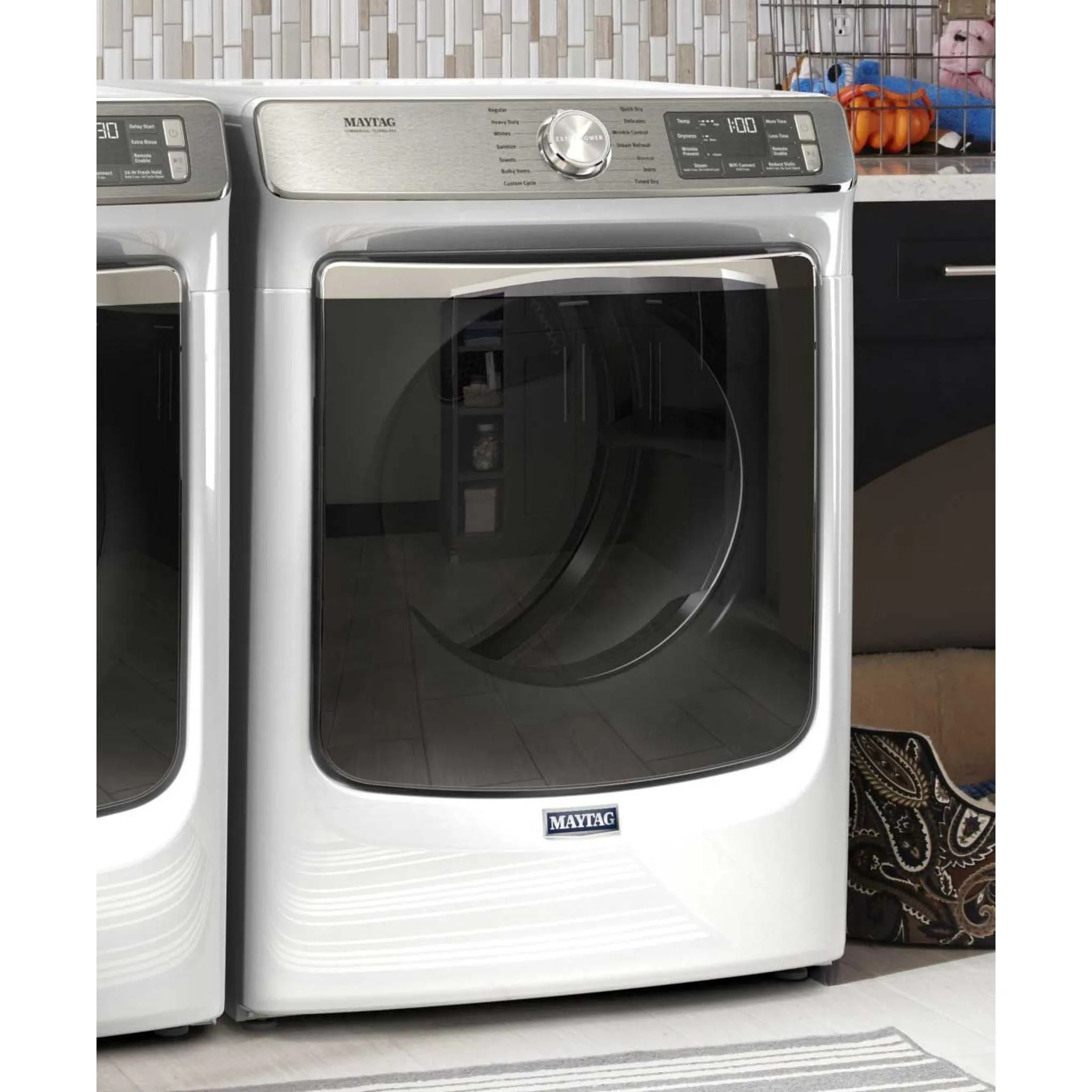 Maytag Smart Front Load Electric Dryer with Extra Power and Advanced Moisture Sensing with industry-exclusive extra moisture sensor - 7.3 cu. ft. (YMED8630HW)