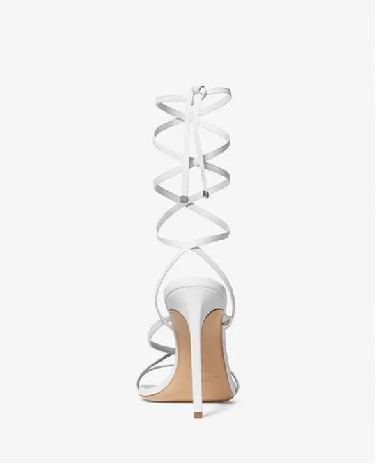 Michael Kors Dahlia Leather Lace-Up Sandals, white