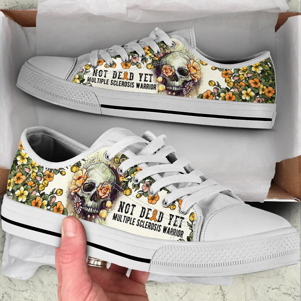 Multiple Sclerosis Shoes Rose Flowers Skull Low Top Shoes, Best Canvas Shoes, Low Top Sneaker