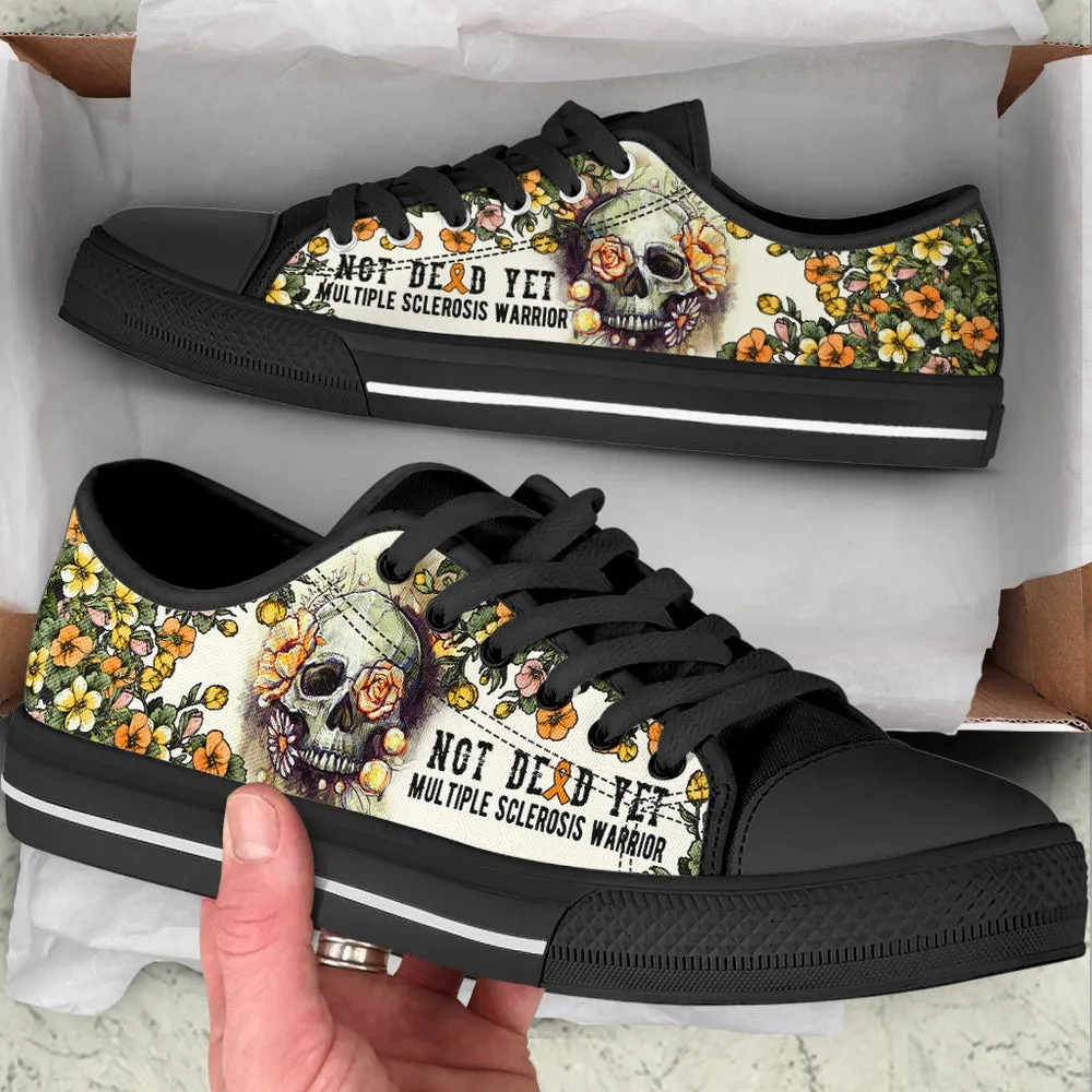 Multiple Sclerosis Shoes Rose Flowers Skull Low Top Shoes, Best Canvas Shoes, Low Top Sneaker